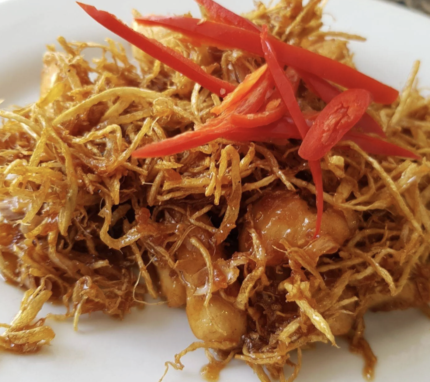 ไก่ผัดขิงคั่วแห้ง